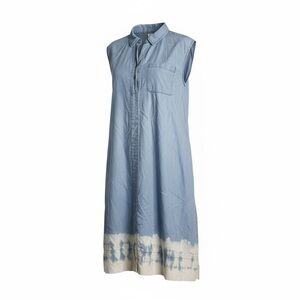 Caffe Marrakesh Women's Tencel Denim‎ Midi Cap Sleeve Dress Tie Dye Hem - Large